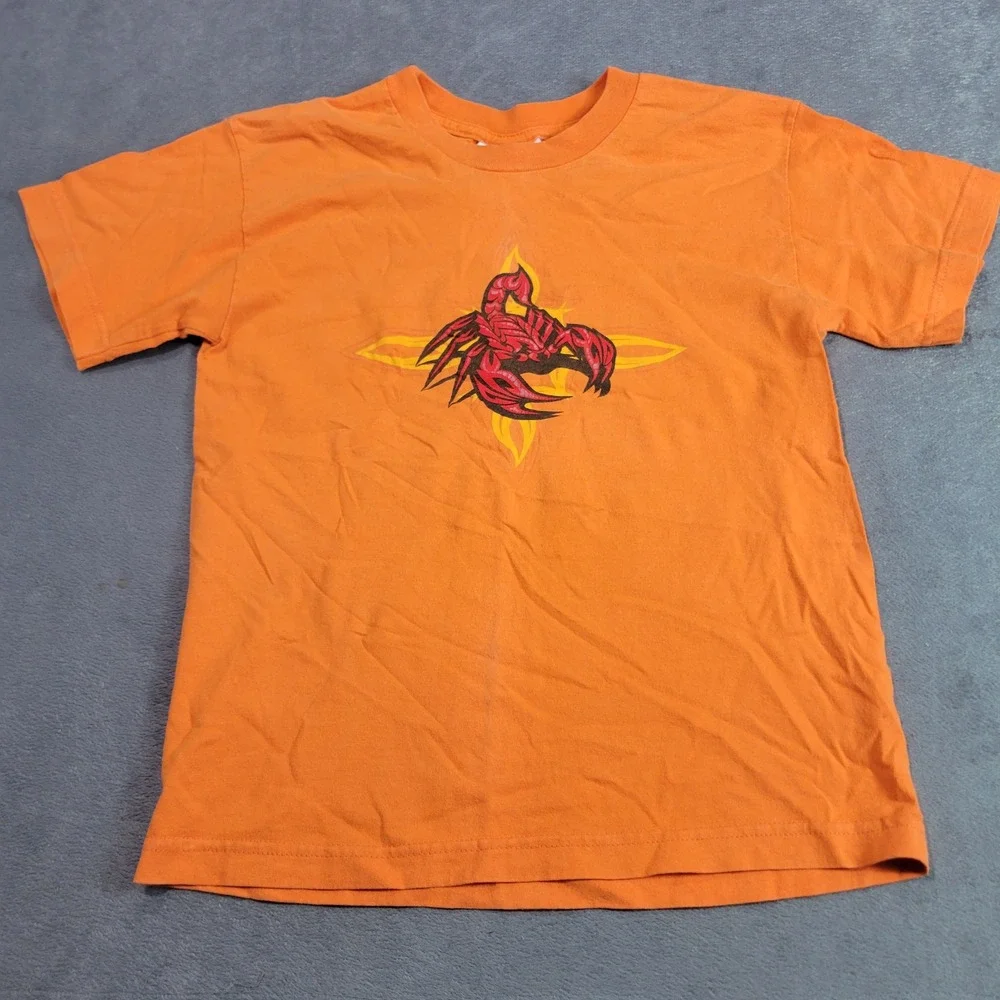 Mad Engine T-Shirt Kids Size‎ M Orange Red Scorpion Graphic Short Sleeve Tee